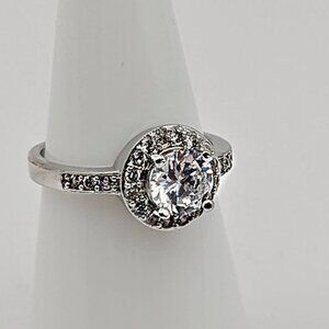 White Stone Cocktail Ring - Round Stone Ring - Bling Ring